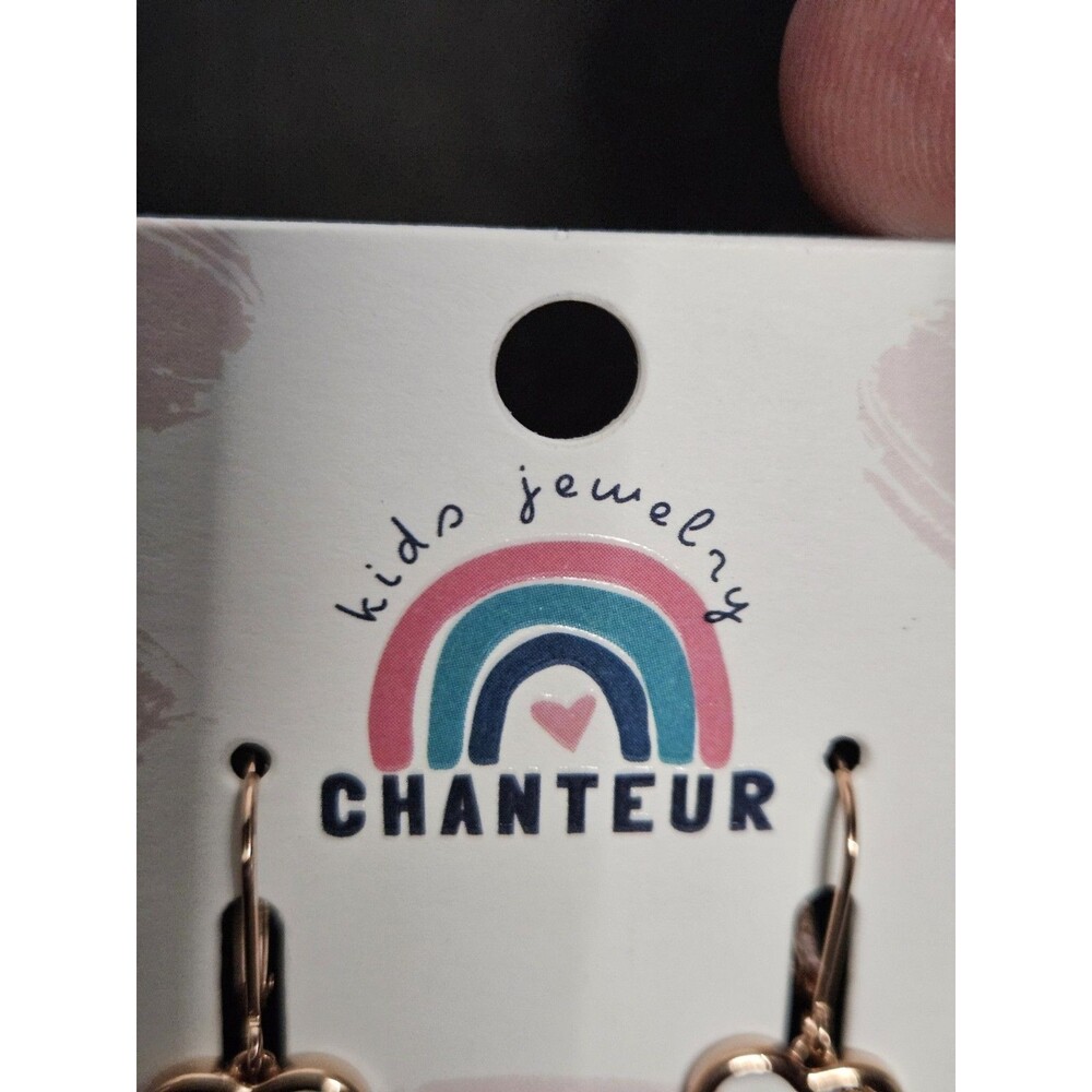 NEW! Chanteur Designs Earrings Girls Lever Back Heart Hypoallergenic Rose Gold